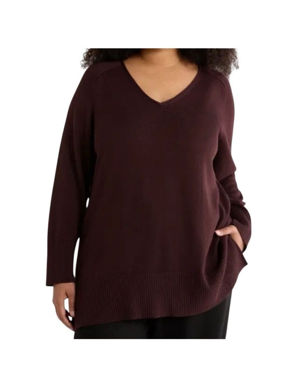 EILEEN FISHER BURGUNDY WOOL KNIT MATCHING LOUNGE SET TOP ( 3X) BOTTOM( 2X)